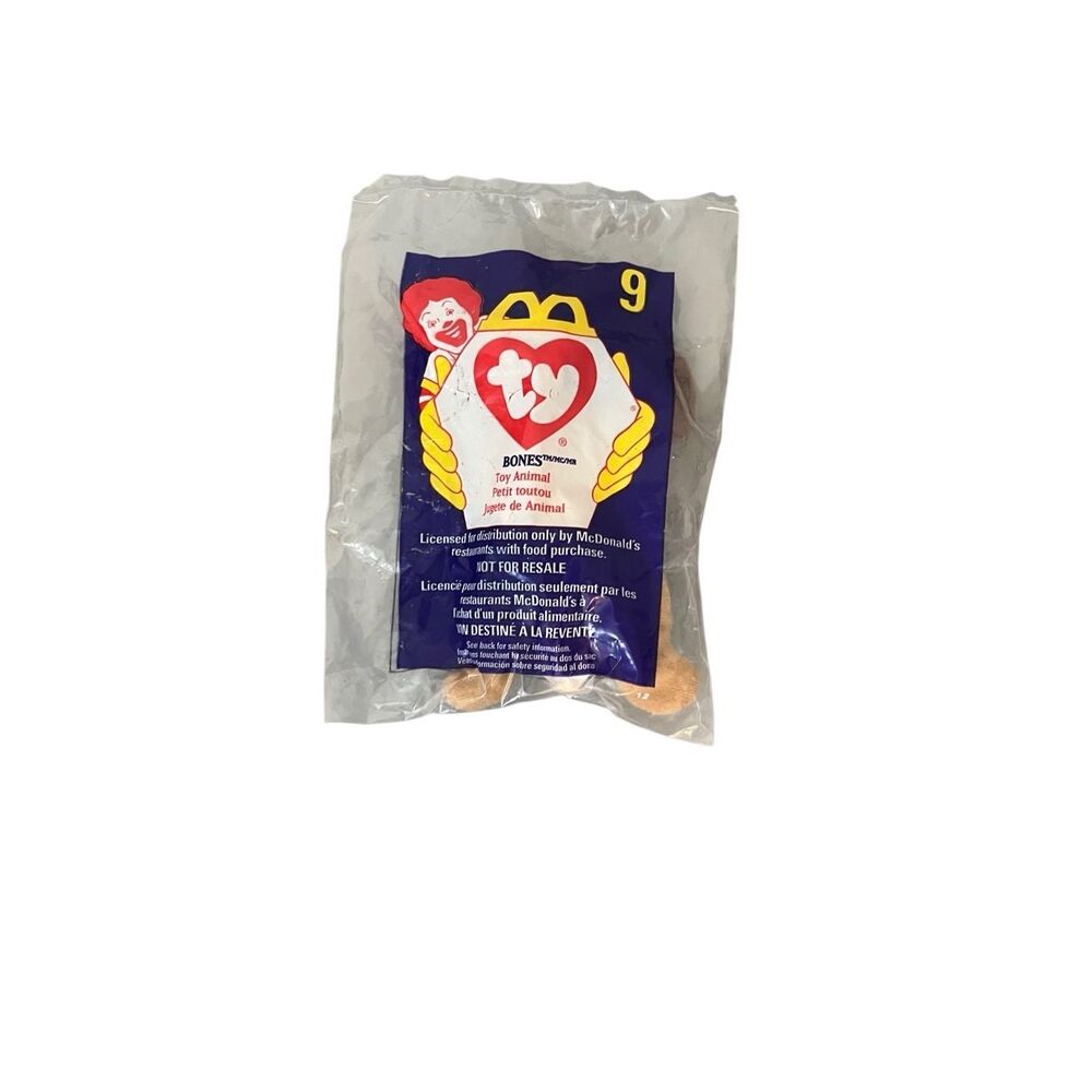 McDonald’s Vintage 1998 Happy Meal Toy #9 Bones the Dog TY Beanie Baby Sealed